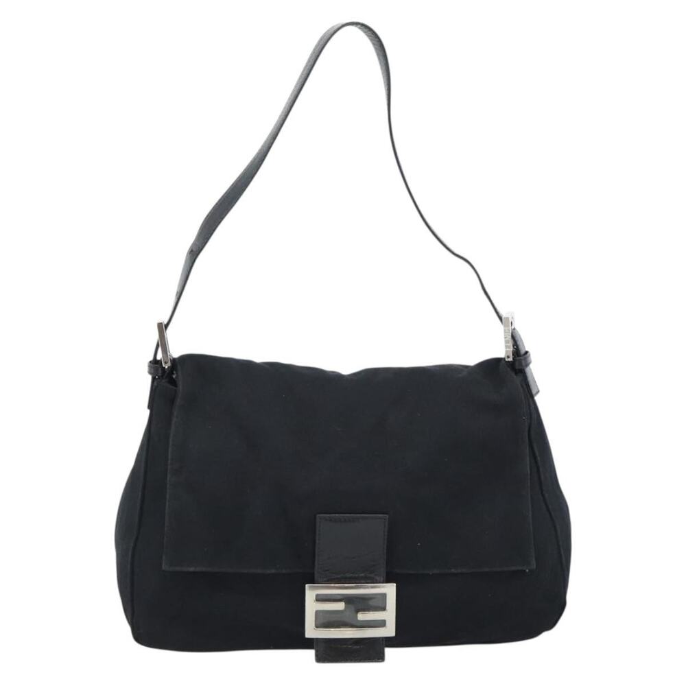 Fendi Cotton Mamma Baguette Shoulder Bag Black